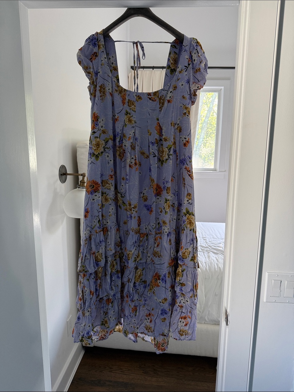 Anthropologie Lavender Floral Tiered Maxi Dress